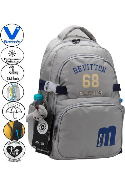 Harmela 34500 Daily School Backpack Unisex School Bag Gray-Navy Blue