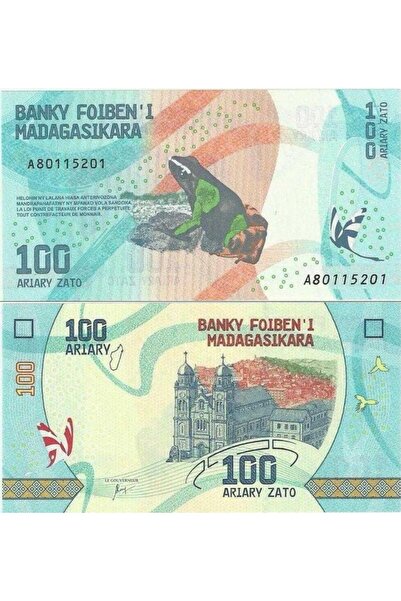 Banknoting MADAGASKAR 100 ARİARY 2017. KURBAĞA TEMALI. ÇİL KONDİSYON.