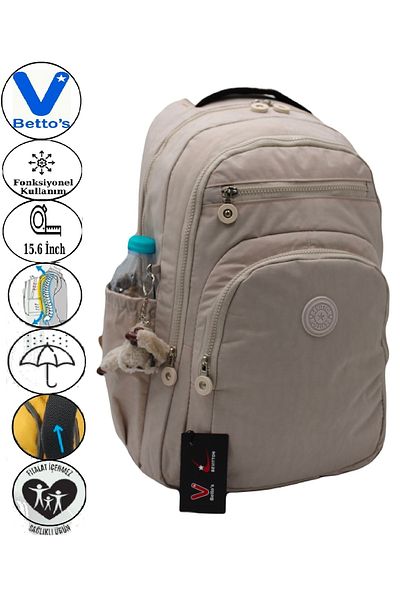 Harmela 1800 Water Resistant Casual School Backpack Unisex School Bag Beige