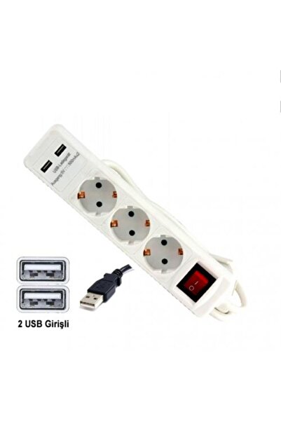 TROY 24023 Usb Girişli Üçlü Grup Priz Ve Uzatma Kablosu
