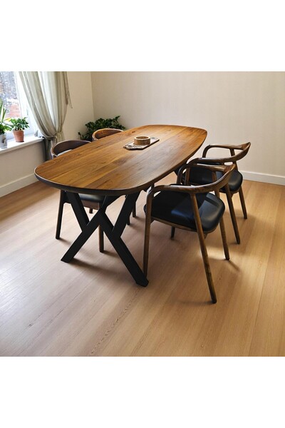 Home 130x70 Oval Ceviz Yemek Masası Yemek Odası Masası ,Ofis Masaları Çalışma...