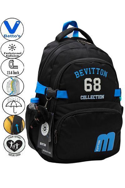 Harmela 34500 Daily School Backpack Unisex School Bag Black-Blue