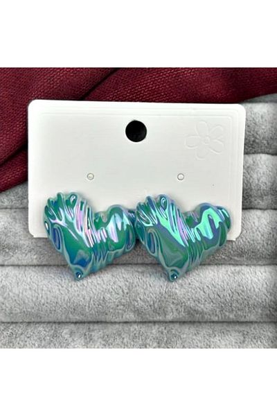 mos&more Blue Sparkly Heart Resin Earrings