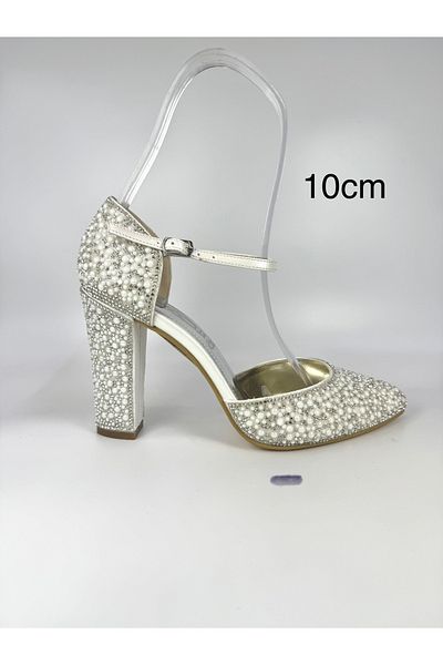E&L Company 10cm Pearl Bridal Shoes. Off White Pearl White.