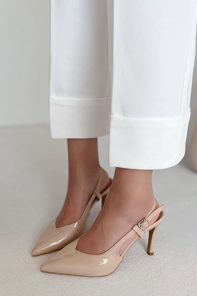 POLKA STORE Mind Pointed Toe V Low-Cut Back Open Stiletto Evening Dress Heeled Women's Shoes