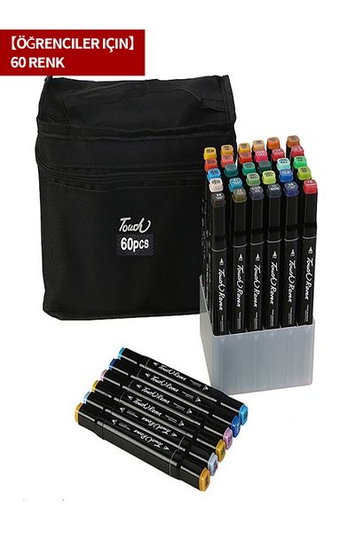 MAVIGOK 60-Color Dual-Tip Broad/Fine Tip Felt Marker Set - Professional Drawing and Coloring