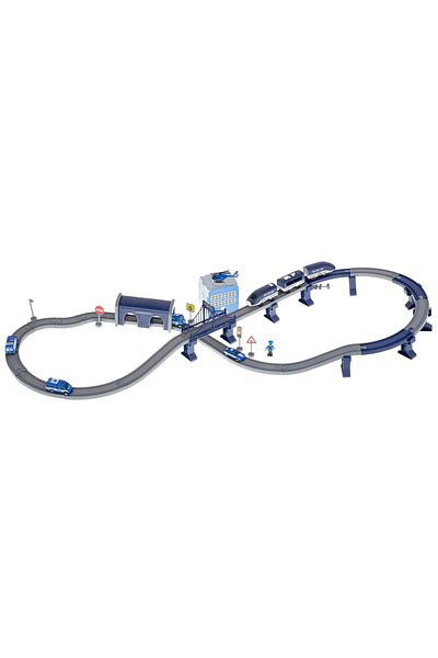 zola Electric police train track 92 pieces, with wagons, car, bus, figurine, 300 cm