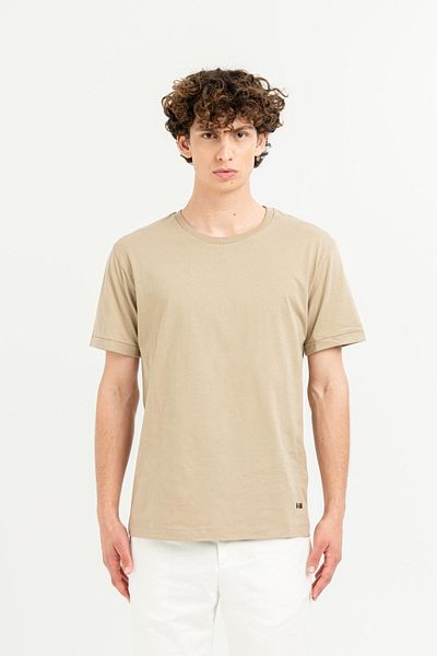 GMG FIRENZE Crew Neck Sleeve Double 100% Cotton Slim Fit Men's T-Shirt
