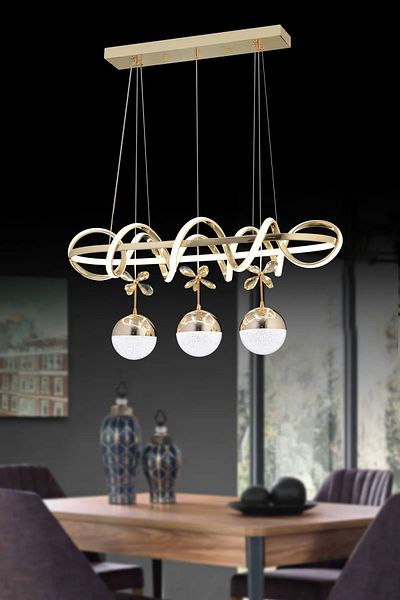 OSC HOME 3 Color Led Chandelier Controlled Dining Table