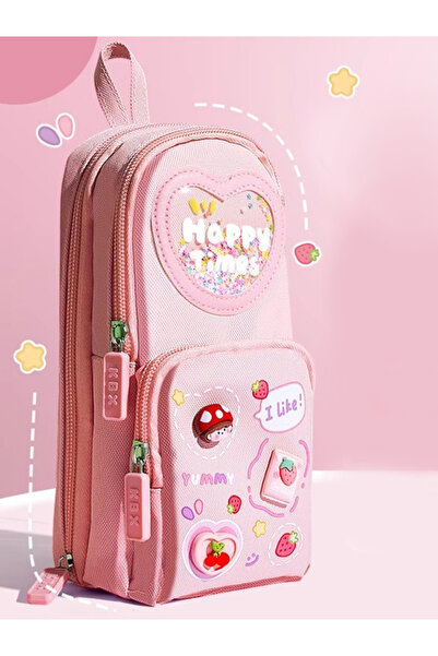 MAVIGOK Рожева сумочка для олівців у корейському стилі Kawai - 3 відділення, ...