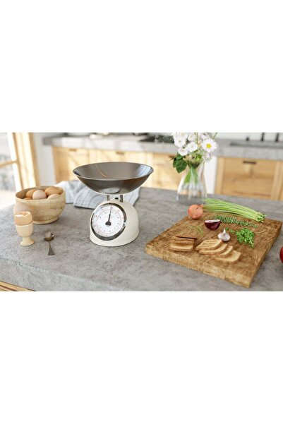 ETA Cantar mecanic de bucatarie Storio 5777 BEJ, 5 kg, precizie 25g, vas 5 L din otel inoxidabil