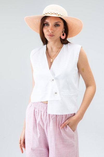 Tt Line Women's Vest Asymmetrical Vest Blue Vest Coffee Racy Vest Classic Vest Casual Linen Trend Vest