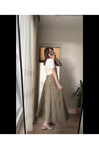 Chef d'atelier Fusta lungă căptușită din țesătură de muselină premium pentru femei