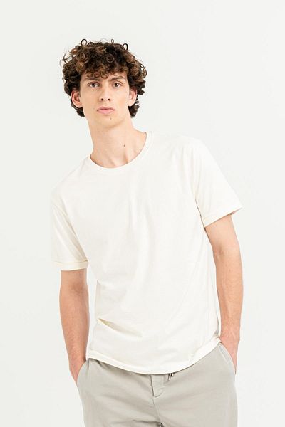 GMG FIRENZE Crew Neck Sleeve Double 100% Cotton Slim Fit Men's T-Shirt