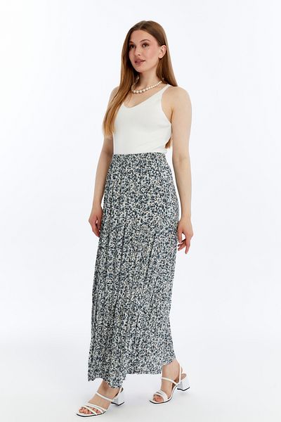 MA ananas Floral Patterned Cotton Viscose Fabric Skirt