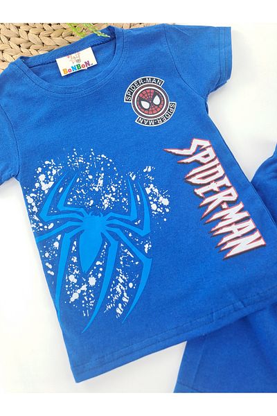 Butik Boys Spiderman Printed Summer Shorts T-Shirt Two Piece Set
