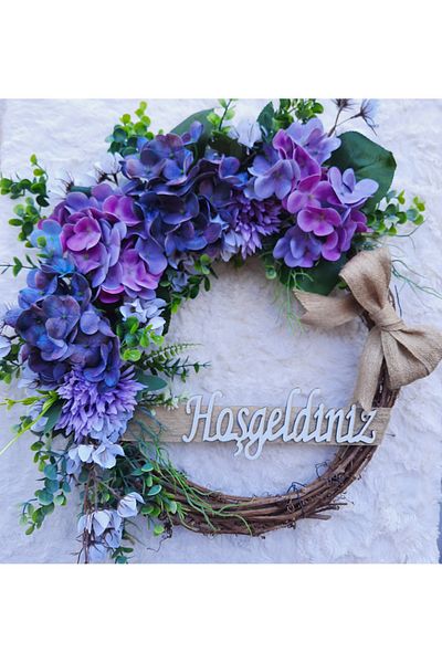 Lotus Hediye Purple Hydrangea Door Ornament Garland