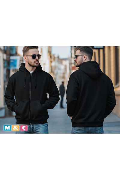 MÇ FAMİLY STORe Unisex Zippered Men's Women's Jacket Thick Sweatshirt with Shardon Sweatshirt