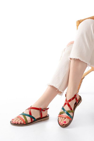 serkanseyyid 205-017 Multi Orthopedic Genuine Leather Women's Sandals
