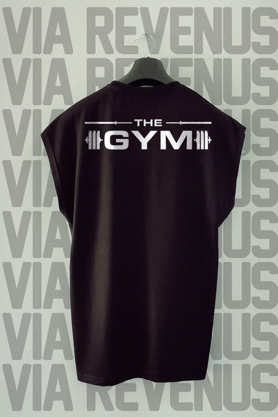 Vordevia Tricou sport cu mânecă zero cu imprimeu pe spate The Gym