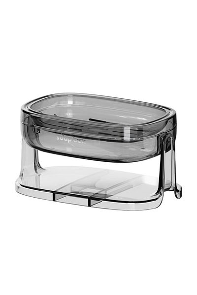 OEM Soap Dish with 2 in 1 Holder, For Wall or Countertop, PET, Optimal Drainage, GreyTranspa