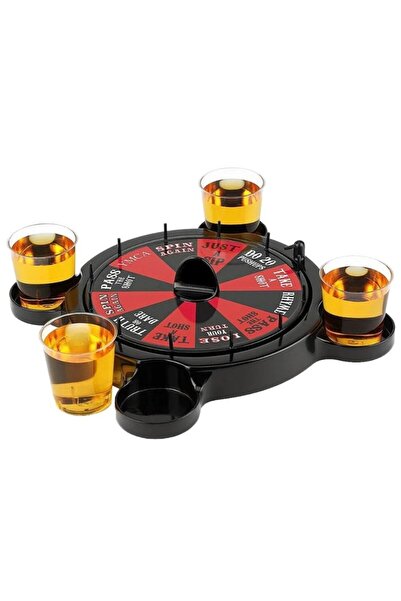Flippy Drinking Game Roulette with Flippy Shot Glasses, 15 x 16.5 cm, Red/Black