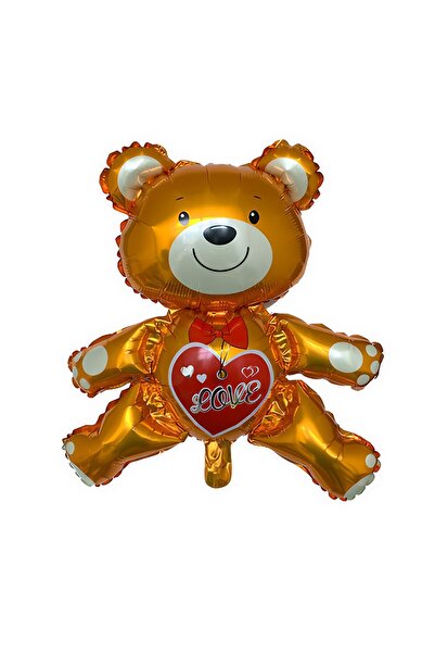 Teo Metallic Foil Balloon, Bear Figurine, Love Model, Valentine's Day Theme, 60x63cm, Packaging