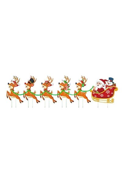 OEM Christmas Decoration, for Garden, Train Type, 6 Figurines + Sticks to Stick in