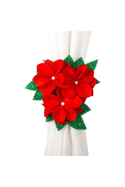 Flippy Curtain/drapery decoration, Christmas flower, textile/polyester, 31cm, red, with string