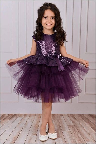 diamondstar Purple Girl's Tulle Evening Dress Party and Birthday Dress