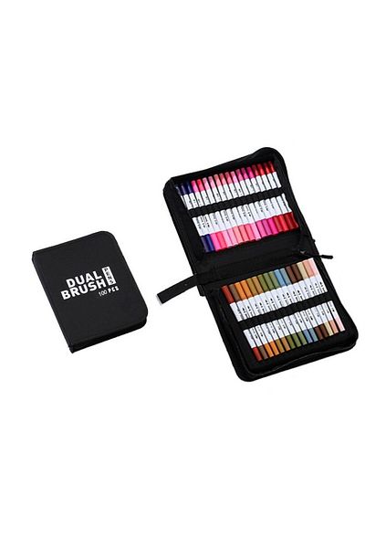 Flippy Set markere pe bază de apă, Flippy, 2 în 1, pentru pictură, caligrafie, 100 de culori, multicolor