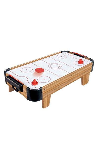 Flippy Graffiti Air Hockey Table with Short Legs, Flippy, Wood, 2 Pucks, Scoreboard, 2 Pushers, Brown
