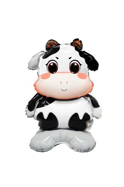 Flippy Balon folie metalică Cow Flippy, 38x58cm, multicolor, cu pai, aer/heliu, temă de ziua de naștere