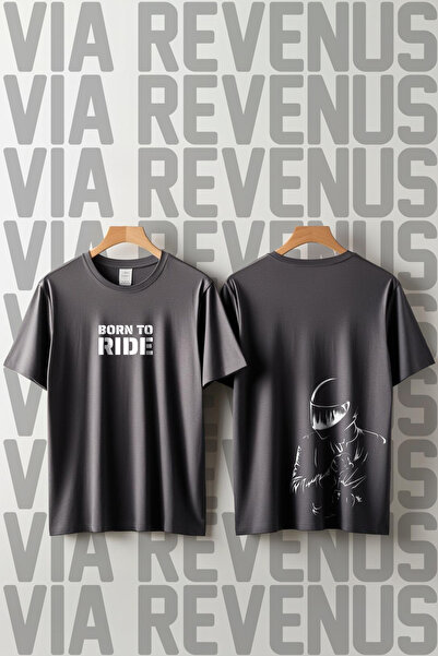 Vordevia Born To Ride / Μπλουζάκι με λαιμόκοψη Unisex με στάμπα μπροστά και πίσω