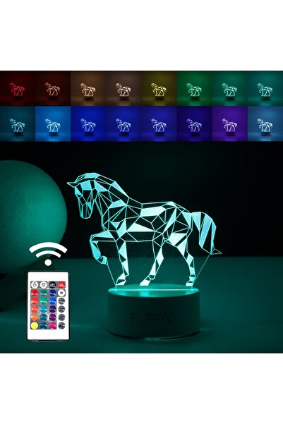 Stef's Cat Lampă LED decorativă, Stef's, Cal 3D, cu telecomandă, moduri de alimentare USB și baterie, covoraș acrilic