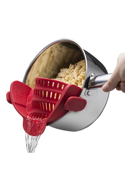 Flippy Dish Strainer, Flippy, Silicone High Temperature Resistant, Universal, Pasta, 23x12.5x6.7 cm Red