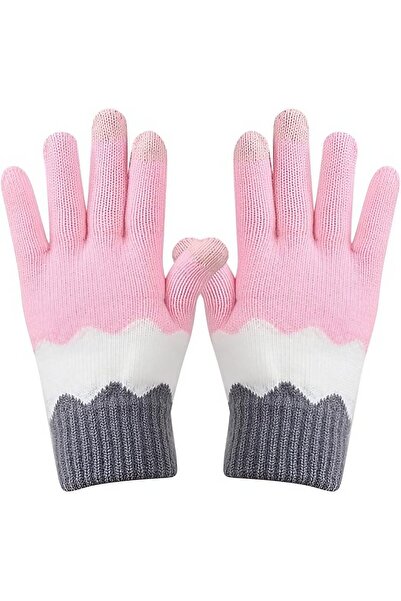 Flippy Women's Gloves — Wavy Knit, Touchscreen, Acrylic, Fleece Lined, One Size, Pink/Grey