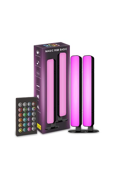 bzstore Set of 2 Desk Lamps RGB Colorful, 28 LED, 5V, Remote Control 24 Keys, USB Cable, Black 25.5x4x3.5cm