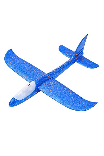 Teo Avion planor din polistiren in punga , lungime 47 cm, cu lumini pe toata lungimea, Albastru ,