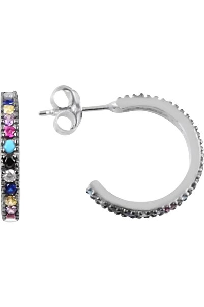 Jolie Silver Cercei Argint 925 Creole cu Pietre Colorate