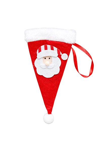 Flippy festive decorative cover for 3 cutlery, Santa hat design, 19 x 10 cm, red