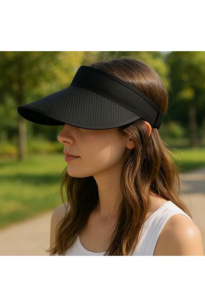 WOHOME Ribbed Back Elastic Visor Crown Visor Hat Unisex