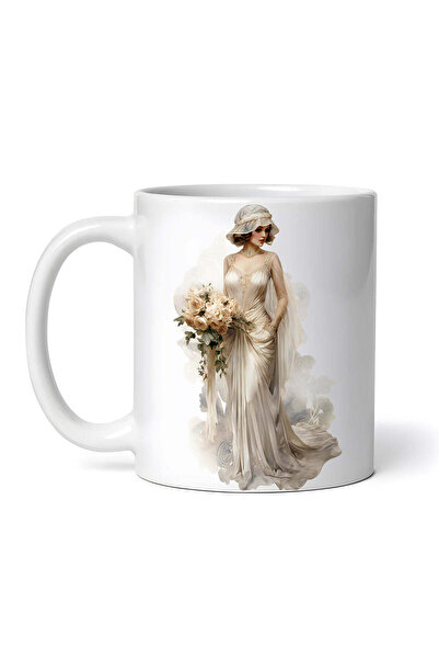 OEM Cană albă personalizată, Mireasă Retro, Inovatix®. 330ml