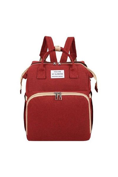 Flippy Rucsac multifuncțional, pliabil, pătuț, bază pentru înfășat, buzunar termic, roșu