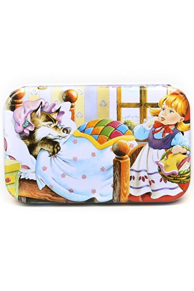 Flippy Puzzle din lemn cu 60 de piese în cutie metalică, model Scufița Roșie, multicolor