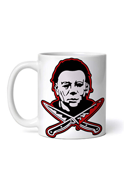 OEM Cană albă personalizată, Michael Myers Crossed Knives, Inovatix®. 330 ml