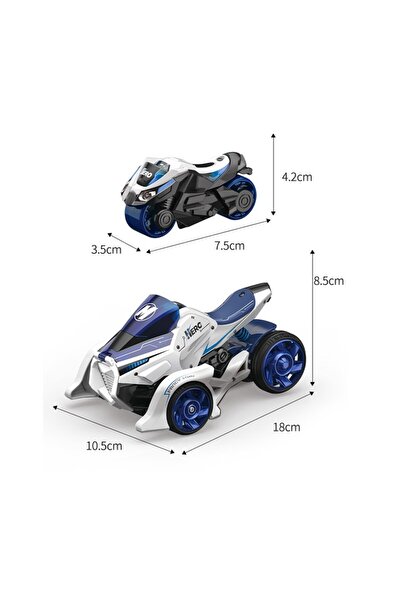 Flippy Jucărie pentru copii, mașină cu extensie motocicletă 2 în 1, albastră