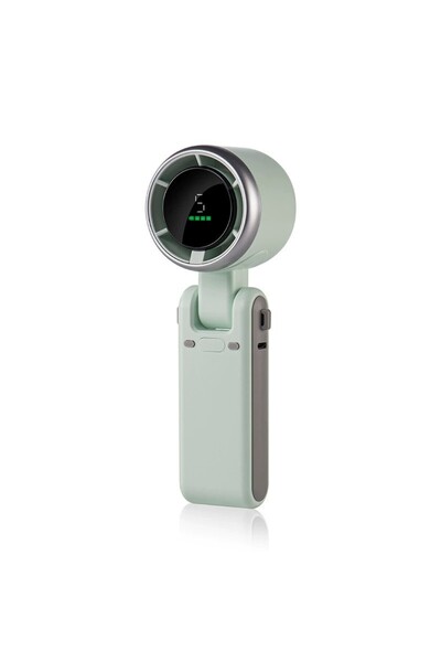 Flippy Mini Portable Fan Flippy, 5-Speed, Digital Display, USB-C Charging, 5.95 x 5.2 x 17.2 cm, Green