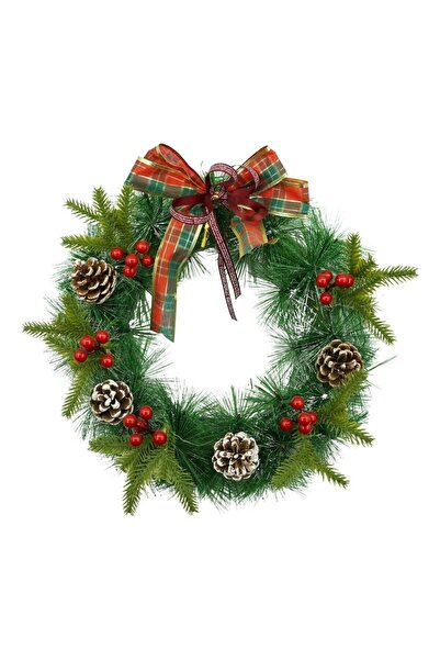 Flippy Coronita de Craciun pentru usa, Rosu/Verde, 40 cm, PVC, Artificiala, D...