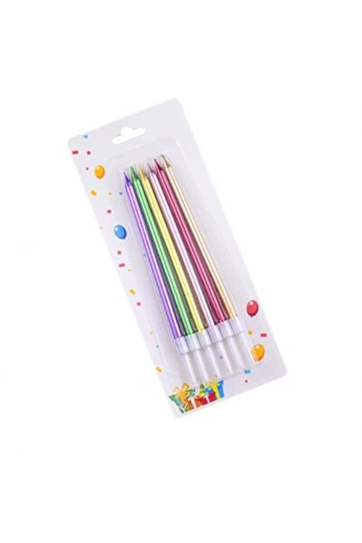 Teo Set 6 Lumanari de Tort, , din Parafina, 11 x 0.4 cm, Lucioase, Multicolor